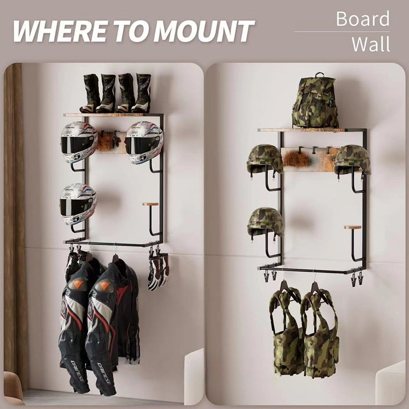Wooden Wall Mounted Helmet Hol - Motorcycle Gear Display Rack review and price