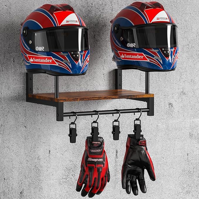 Wall Mount Helmet Holder Woode - Motorcycle Gear Display Rack review and price