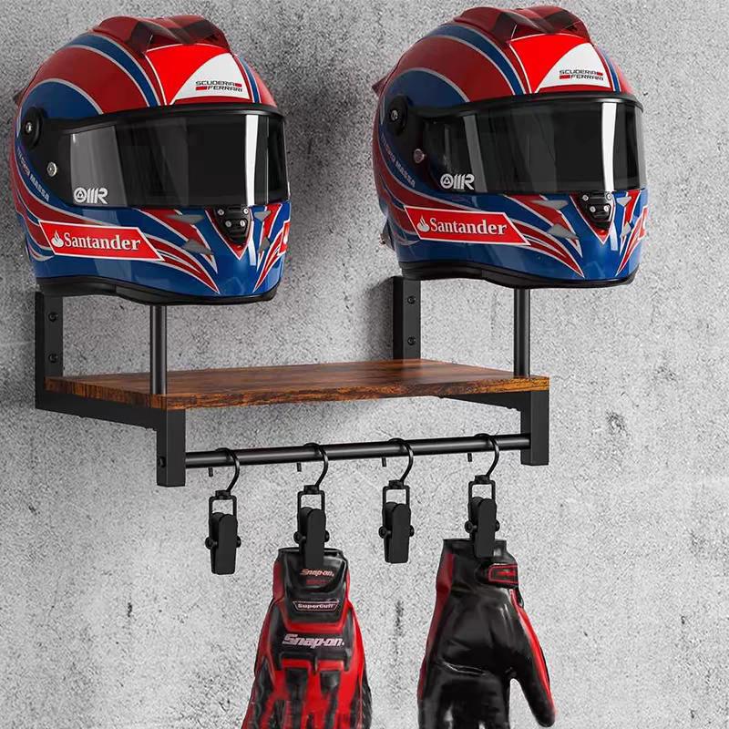 Wall Mount Wooden Helmet Holde - Motorcycle Gear Display Rack review and price
