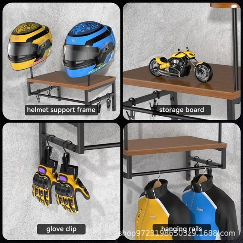 Wall Mount Wooden Helmet Holde - Motorcycle Gear Display Rack review and price